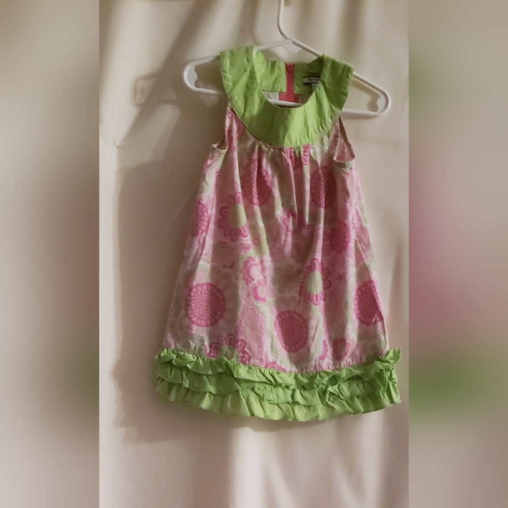 Hartstrings Pink and Green Floral Dress